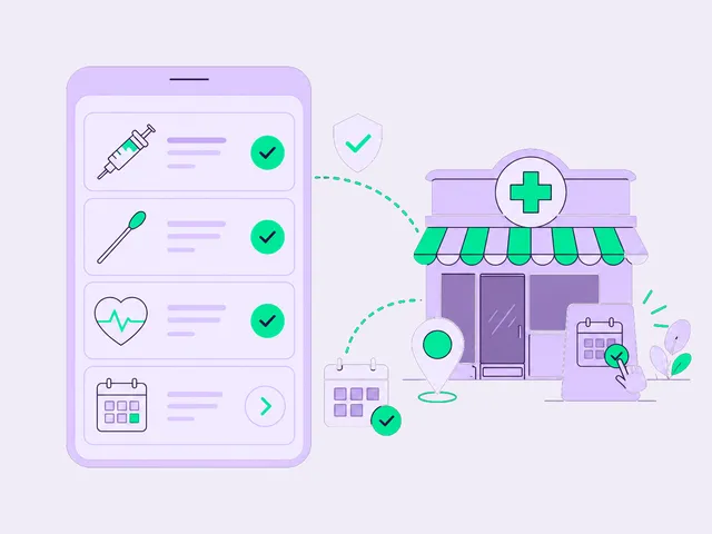 Elenco dei servizi in farmacia sullo smartphone, con prenotazione dal calendario